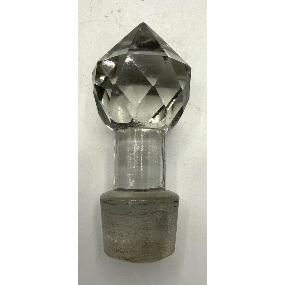 Pink Mercury Glass Globular Large Bottle Faceted Crystal Cut Stopper 8.5” Genie - Picture 10 of 13
